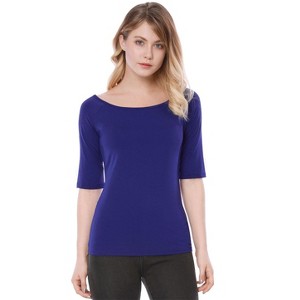 INSPIRE CHIC Women's Half Sleeves Scoop Neck Fitted Layering Soft T-Shirt - 1 of 4