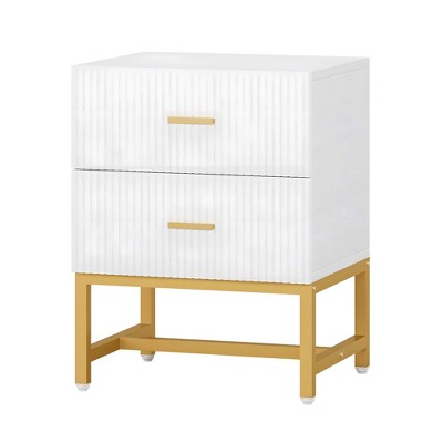 NicBex 19.69"Nightstand with 2 Drawers and Metal Legs,Bedside Cabinet with Wooden Top for Bedroom,Living Room