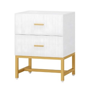 NicBex 19.69"Nightstand with 2 Drawers and Metal Legs,Bedside Cabinet with Wooden Top for Bedroom,Living Room - 1 of 4