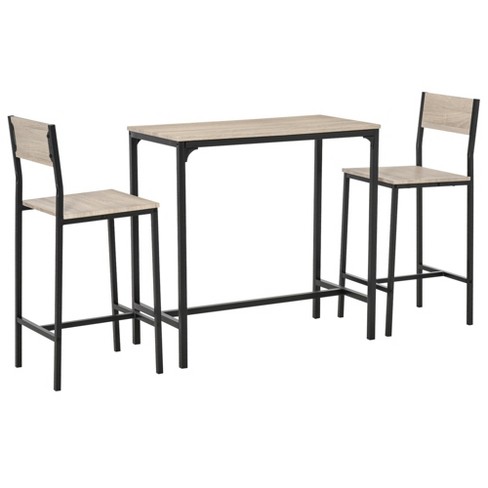 Homcom 3 Piece Industrial Dining Table Set Counter Height Bar