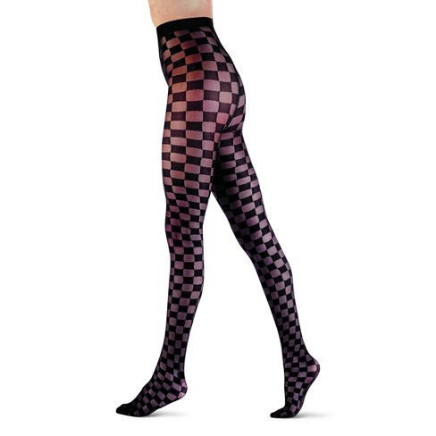 LECHERY Women's Lace Print Tights (1 Pair) - S/M, Black