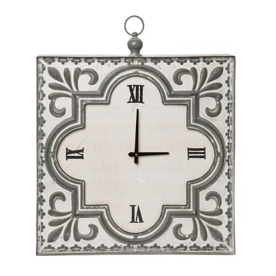 VIP Metal 23.62 in. White Square Wall Clock