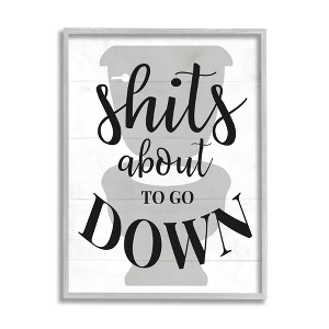 Stupell Industries About To Go Down Funny Bathroom Family Home Word Design Framed Giclee Art - 1 of 4