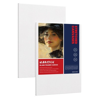 HANSILK 12"x 16 inch Rectangular Stretched Canvas White 4 pack