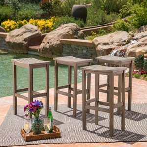 Christopher Knight Home Caribbean Outdoor Acacia Wood 30 Inch Backless Barstools (Set of 4) - 1 of 4