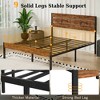 VECELO Platform Bed Frame With Rustic Vintage Wood Headboard and Footboard, Sturdy Metal Slats, No Box Spring Required - 4 of 4
