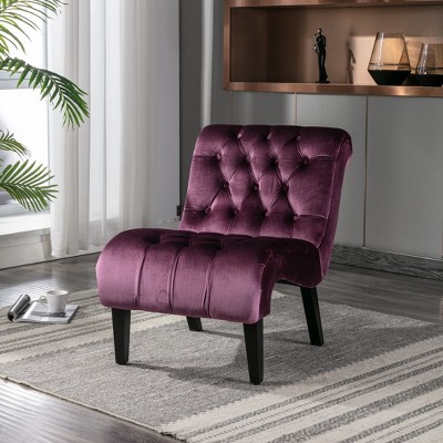 NicBex Modern Ergonomic Accent Chair, Velvet Fabric Recliner Chair with Back and Wood Legs for Living Room, Bedroom