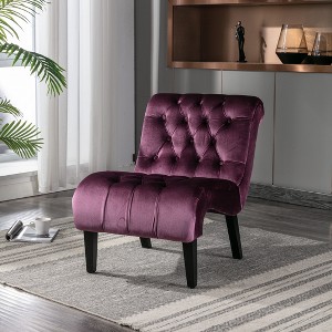NicBex Modern Ergonomic Accent Chair, Velvet Fabric Recliner Chair with Back and Wood Legs for Living Room, Bedroom - 1 of 4