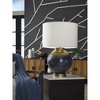 Signature Design by Ashley Adara Metal Table Lamp, Blue & Gold Finish, 15" Tall, Modern Drum Shade - 2 of 4