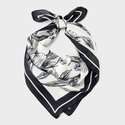 Garden Party Floral Print Bandana Scarves - A New Day™ Black