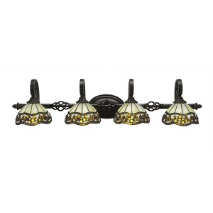 Toltec Lighting Elegante 4 - Light Vanity in  Dark Granite with 7'' Roman Jewel Art Glass Shade - 1 of 1