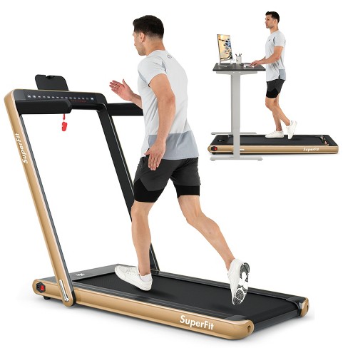 Superfit Up To 7.5mph 2.25hp 2 In 1 Dual Display Screen Folding Treadmill Jogging  Machine W/app Control Gold : Target