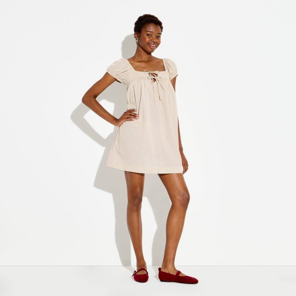 Vestido Mini Trapecio de Manga Corta Abullonada para Mujer - Wild Fable™ 2
