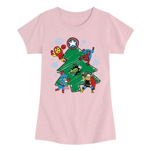 Girls' - Marvel - Christmas Sketch Fitted Short Sleeve Graphic T-Shirt - 1 of 3