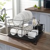Fortune Candy 7'' Tall Multifunctional 2-Tier Dish Drying Rack For Kitchen(Black) - 3 of 4