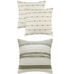 REGALWOVEN 3 Pcs Striped Modern Decorative Throw Pillow Covers Square 18" x 18" - 1 of 4