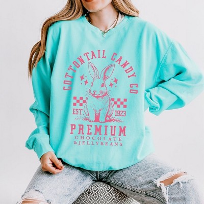 Simply Sage Market Women's Lightweight Garment Dyed Graphic Sweatshirt Cottontail Candy Premium Chocolate