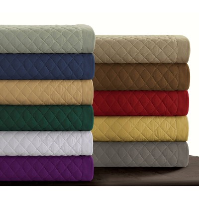 Silver Grey Twin Microfiber Diamond Quilt Set