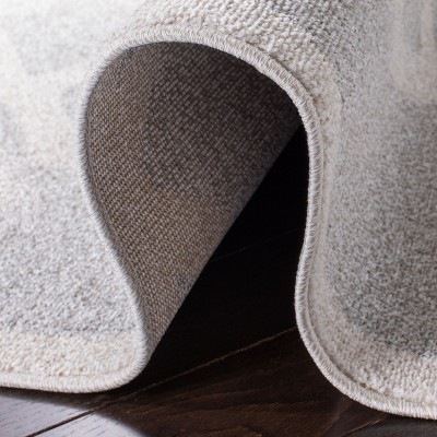 Beige and Light Grey Geometric Synthetic 8' x 10' Area Rug