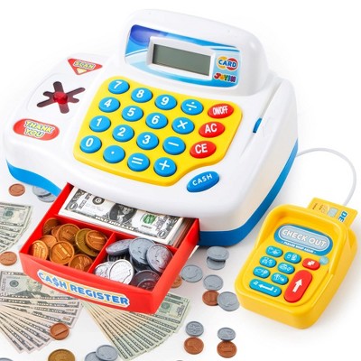 Image of SYNCFUN Pretend Play Calculator Cash Register, Kids Cash Register Play Food, Credit Card for Toddler Ages 3+ Develops Early Math Learning Skill