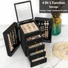 Black Jewelry Box for Women, 5 - Layer Organizer with Mirror 4 Drawers for Rings, Earrings, Necklaces - 2 of 4