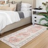 Vintage Floral Distressed Printed Area Rug Machine Washable Non Slip Stain Resistant Bodered Low Pile Ultra Thin Pet Friendly Carpet - 2 of 4