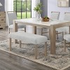 Roundhill Furniture Zelalle Upholstered Bench, Light Gray Fabric with Rubberwood Legs - 3 of 4