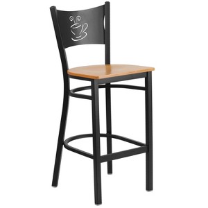 Flash Furniture Black Coffee Back Metal Restaurant Barstool - 1 of 4
