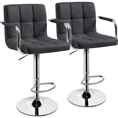 Yaheetech 2pcs Swivel Adjustable Bar Stools with Large Steel Pedestal Base for Bar Counter