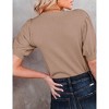 Women's Short Sleeve Sweater Tops 2025 Spring Summer Trendy Crew Neck Casual T Shirts Blouses,Khaki - XL - 2 of 4