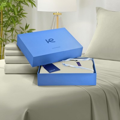 Kickoff Home Viscose from Bamboo Sheets Set 300 Thread Count 100% Organic Bamboo Viscose Cooling Bedding Sheets Hot Sleepers, Flat, Fitted, Pillowcase