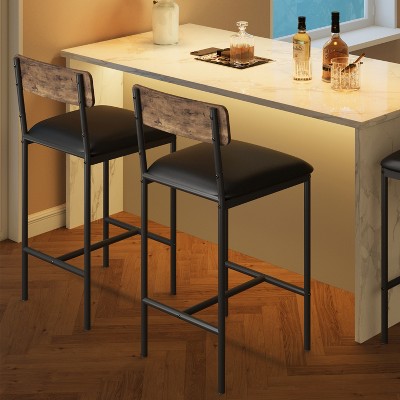 Garvee Bar Stools Set, Upholstered Bar Stool with Backrest and Footrest, Kitchen Barstools for Island,Counter Bar, Easy Assembly