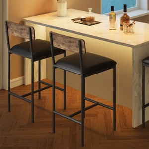 Garvee Bar Stools Set, Upholstered Bar Stool with Backrest and Footrest, Kitchen Barstools for Island,Counter Bar, Easy Assembly - 1 of 4