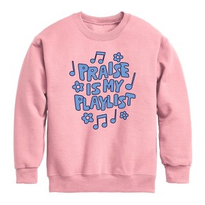 Boys' - Instant Message - Praise Is My Playlist Graphic Long Sleeve Fleece Sweatshirt - 1 of 4