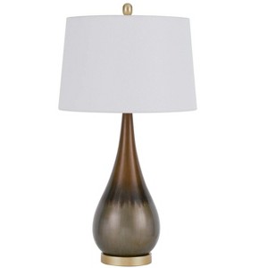 Cal Lighting 150W 3 way Carmi metal table lamp with hardback taper drum fabric shade - 1 of 4