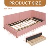 Twin Size Daybed with Storage Drawers, Upholstered Day Bed Frame Mid Century Linen Sofa Beds with Vertical Channel Tufted Headboard - Leovsnove - 3 of 4