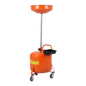 8 Gallon Portable Waste Oil Drain Tank, Air Operated Oil Lift Drainer, Adjustable Fluid Fuel Drainage with Wheels, Pressure Regulating Valve - 1 of 4