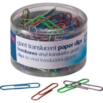 Officemate Translucent Paper Clips Vinyl Giant 200/Tub BE/PE/GN/RD/SR 97212