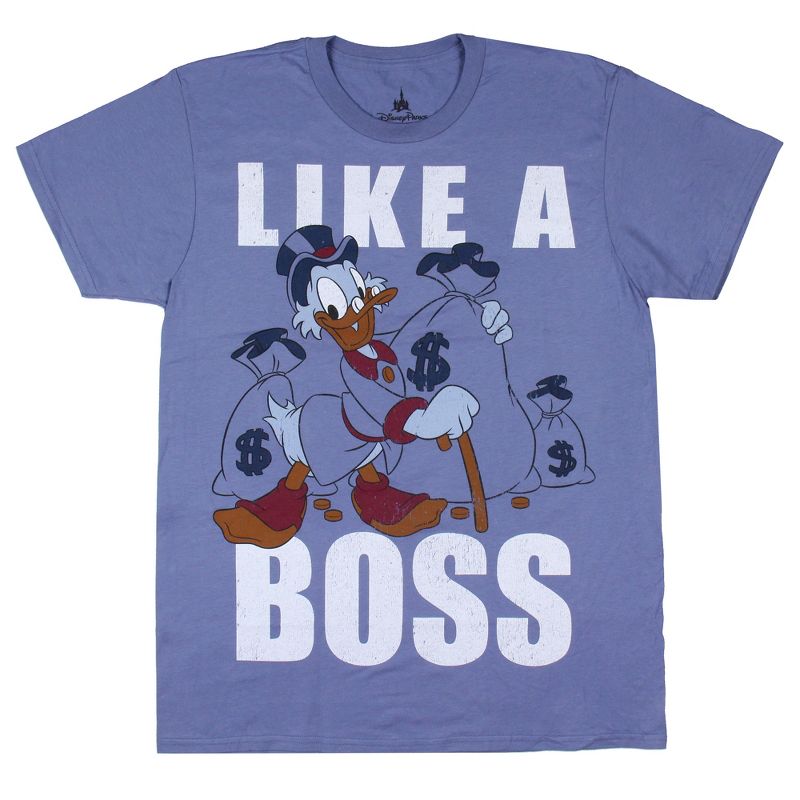 Disney Men's Scrooge McDuck Like A Boss Money Bags Distressed T-Shirt, 1 of 4