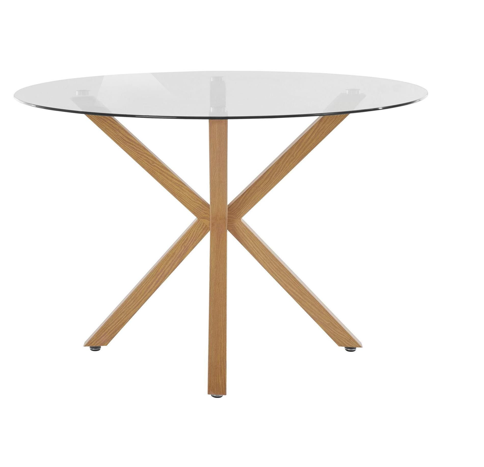 Ren Home Jumi Glass Dining Table with Pedestal Legs, Oak