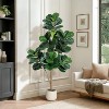Artificial Fiddle Leaf Fig Tree in White Pot, Realistic 77-Leaves Faux Ficus Lyrata with Weighted Planter - 2 of 4