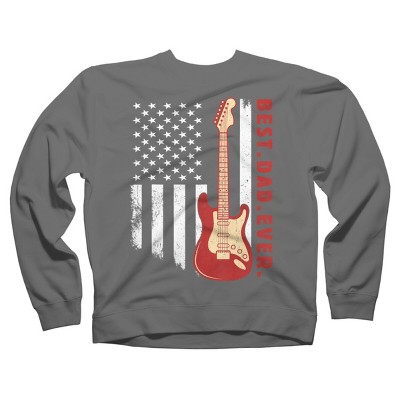Adult Design By Humans Best Dad Ever Guitar and Flag By MINHMINH Sweatshirt