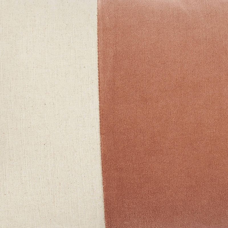 14&#34;x32&#34; Oversized Cotton Velvet Linen Colorblock Indoor Lumbar Throw Pillow Blush - Mina Victory, 4 of 6