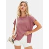 EXLURA Womens Summer Oversized Tops Short Sleeve Crewneck Waffle Shirts Casual Blouses - 2 of 4