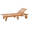 Outsunny Outdoor Folding Chaise Lounge Chair Recliner with Wheels, Acacia Wood Frame - Teak Color - 4 of 4