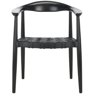 Walda Leather Woven Accent Chair - ACH1010 - Black - Safavieh - 1 of 4