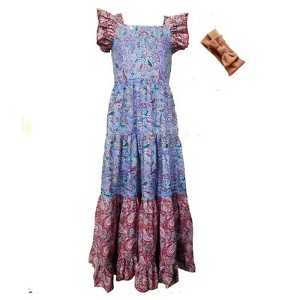 Mi Amore Gigi Paisley Print Peasant Dress & Headband Accessory - 1 of 3