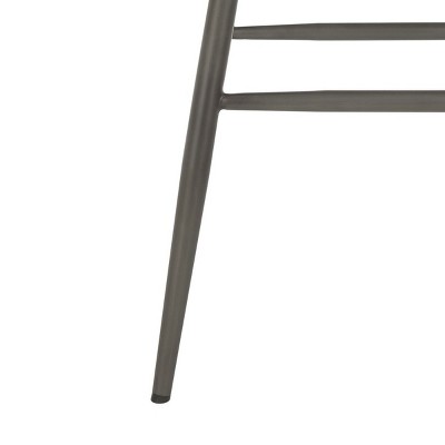 Camel Leather Tufted Transitional Bar Stool with Metal Legs, 46"