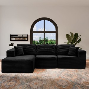 PexFix 104" Modular Sectional Sofa with L-Shape Chaise Modern Upholstered Cloud Couches with Throw Pillows for Living Room Bedroom Black - 1 of 4
