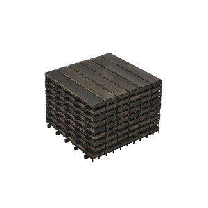 APRILSOUL 12" x 12" Interlocking Deck Tiles Striped Pattern Acacia Hardwood Outdoor Flooring for Patio - 1 of 4